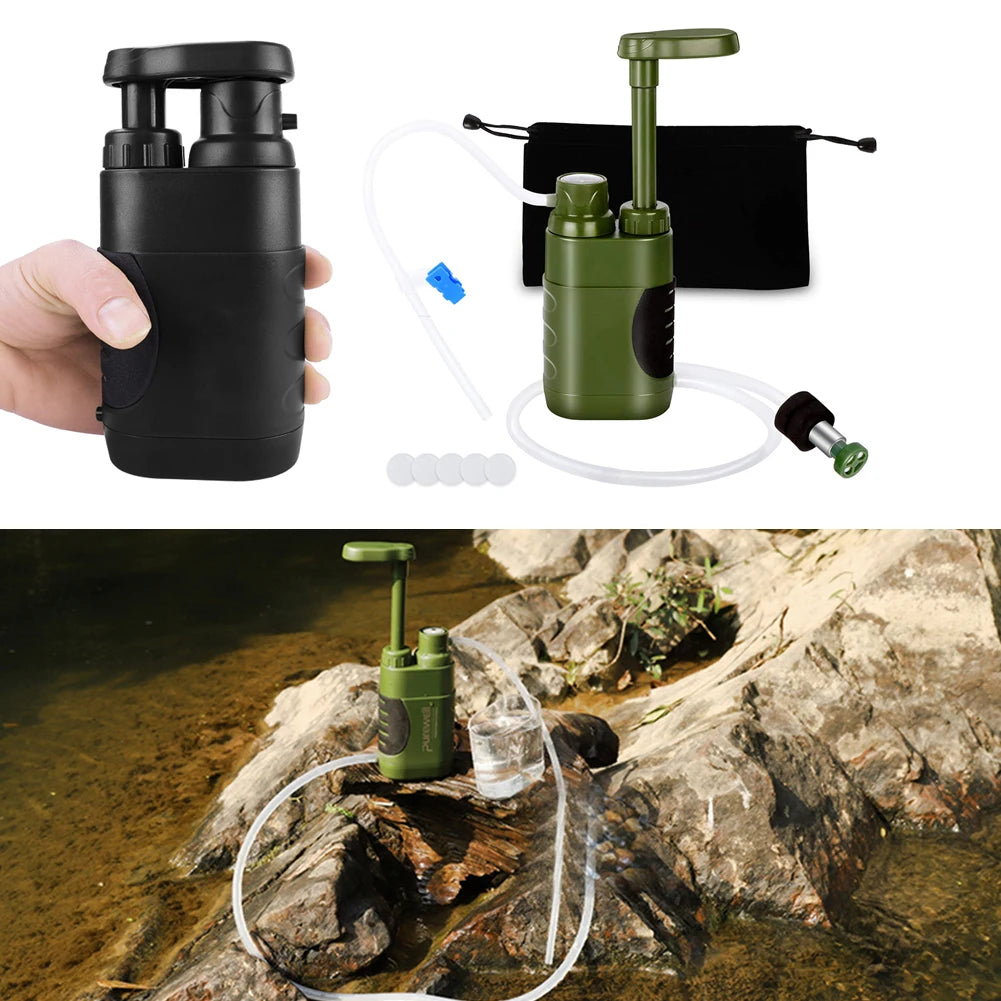 Portable Water Filter Pump for Camping and Emergency Outdoor Use