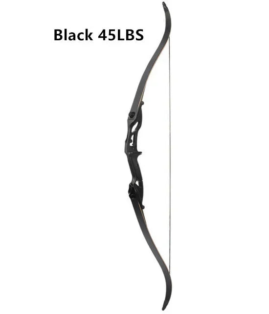 56" traditional-style recurve bow with metal riser – 30–50lbs draw weight