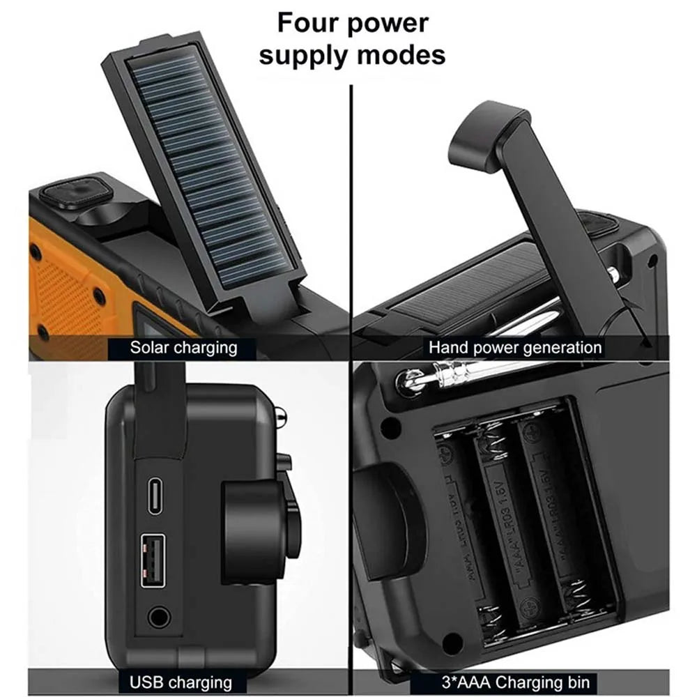 4000mAh Emergency Solar Hand Crank Radio – AM/FM, Flashlight & Power Bank Charger