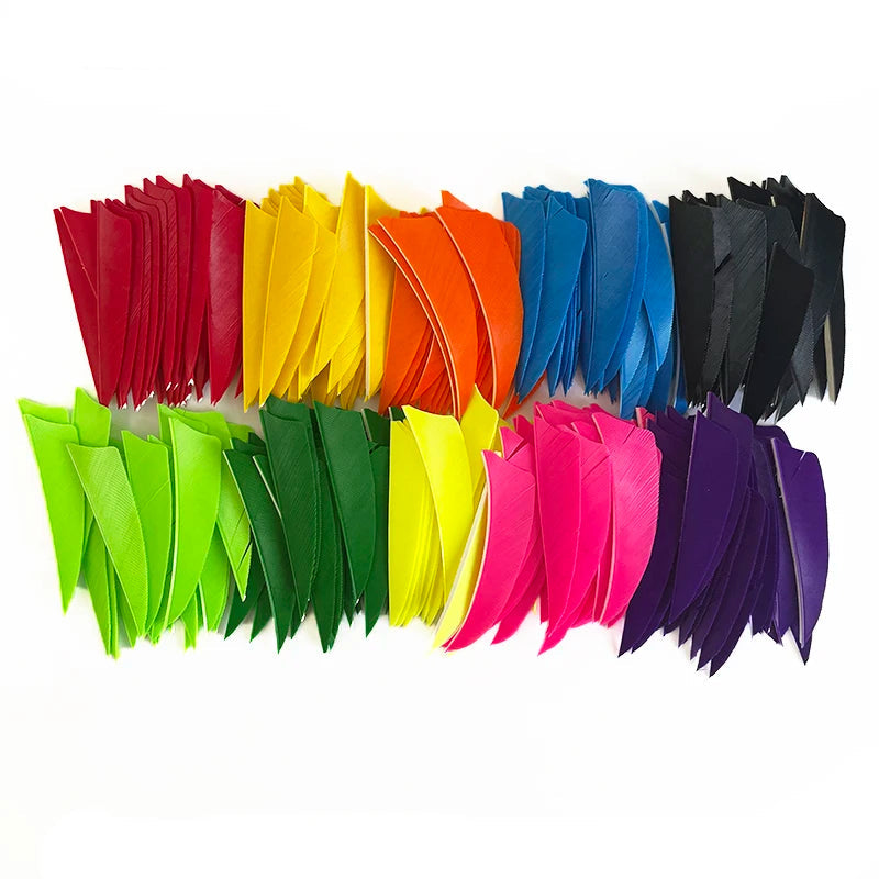 100pcs 3-Inch Shield Cut Turkey Feathers – RW Fletching for Archery & Hunting
