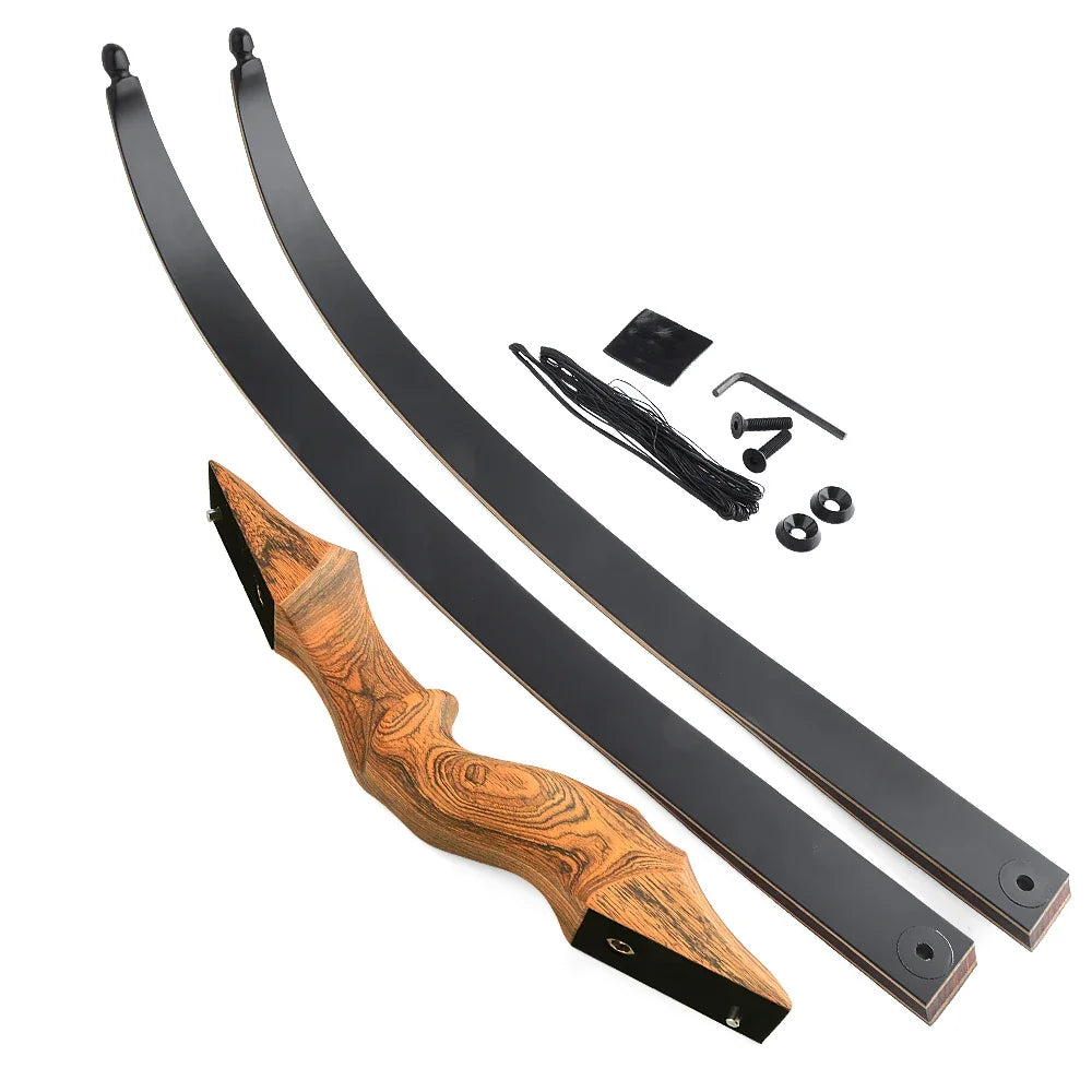 60" traditional recurve bow – wooden takedown bow for outdoor hunting and target use