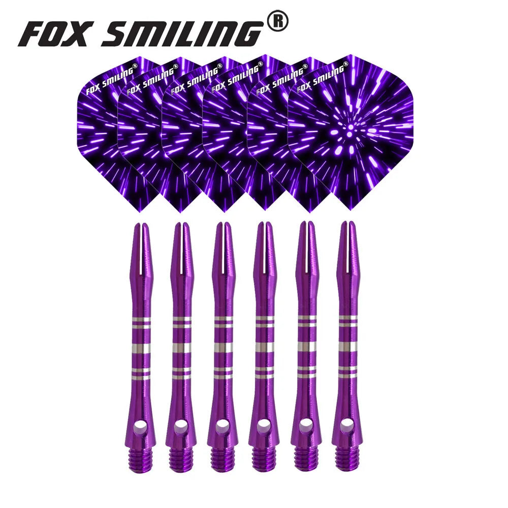 41mm Aluminium Dart Shafts & Patterned Flights, Pro Dart Accessories, Lightweight and Durable