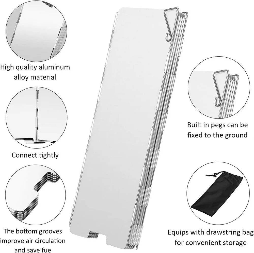Camping Stove Wind Shield – Foldable Aluminium Alloy Windproof Screen