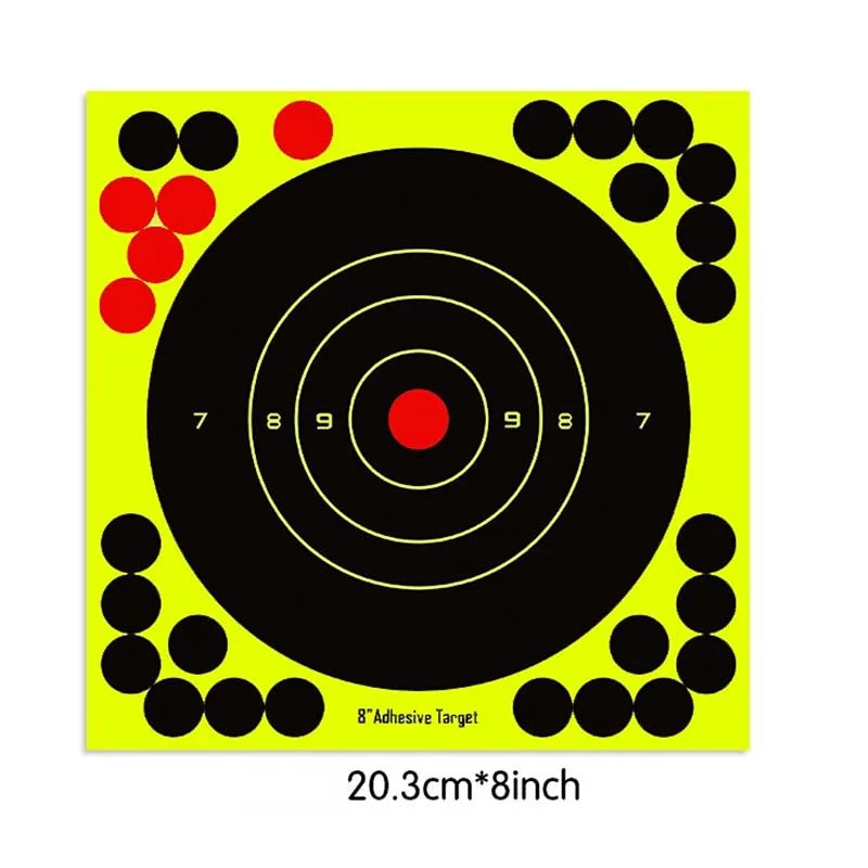 10pcs 8-Inch Reactive Shooting Target Stickers – High-Visibility Adhesive Paper for Training