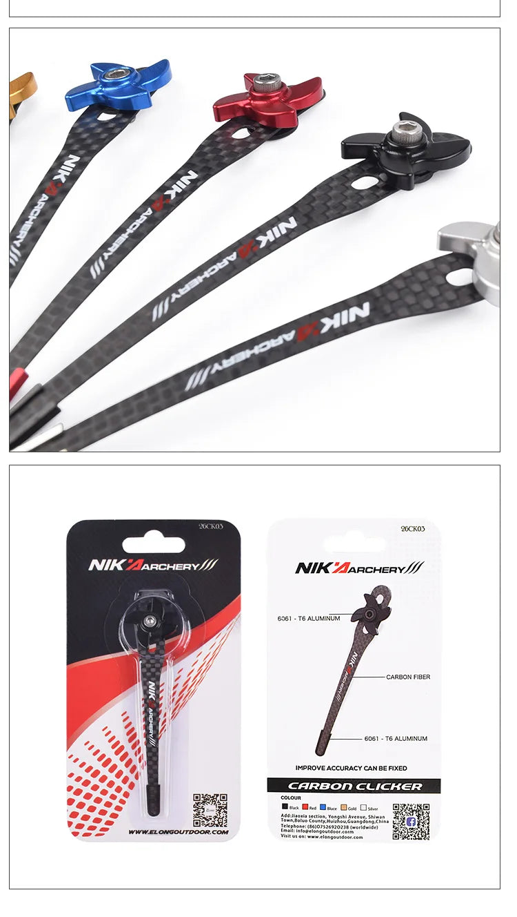 NIKA ARCHERY Recurve Bow Clicker – Adjustable Carbon Clicker for Precision Shooting