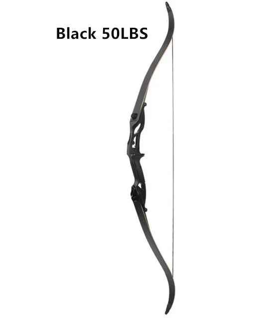 56" traditional-style recurve bow with metal riser – 30–50lbs draw weight