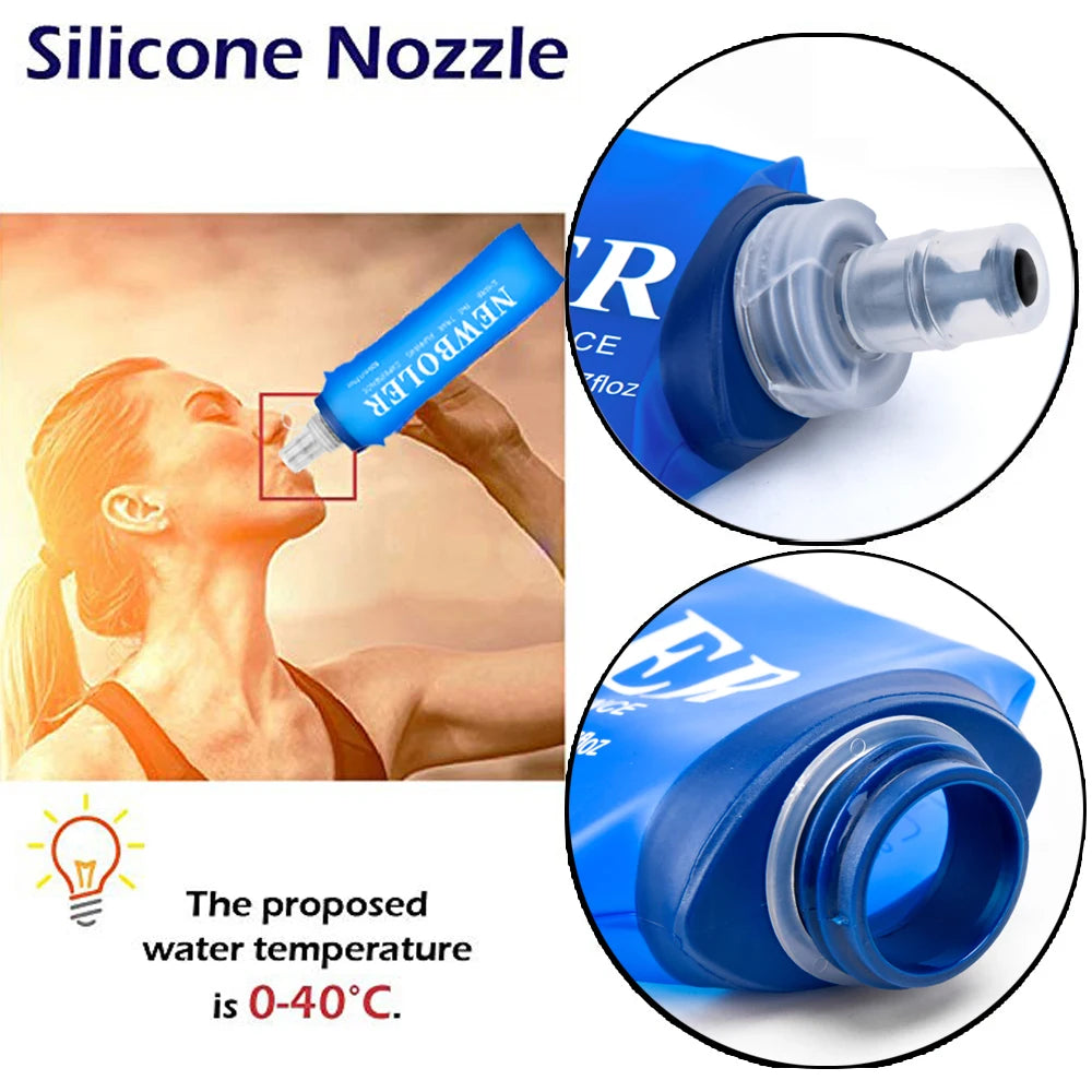 Collapsible Soft Water Bottle 250ml & 500ml – Foldable TPU Flask with Straw for Running & Hiking