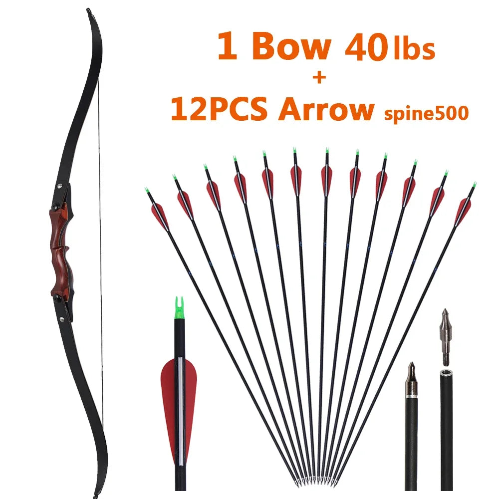 20–50lbs ILF Recurve Longbow – Take-Down Wooden Bow for Outdoor Hunting and Shooting