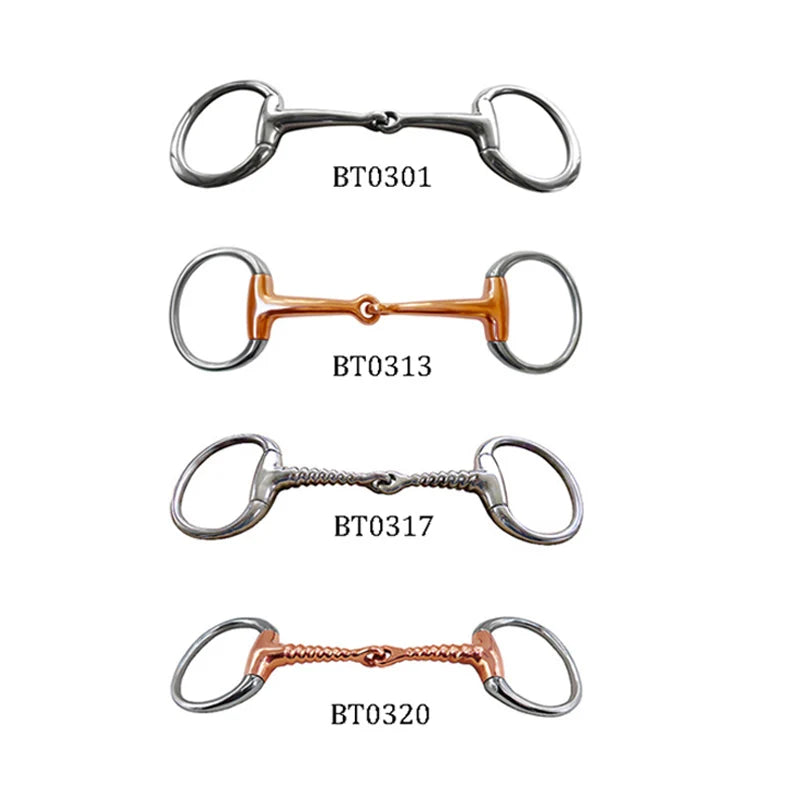 Stainless Steel Eggbutt Snaffle Bit, Jointed Mouth Horse Chew Training Equipment, Equestrian