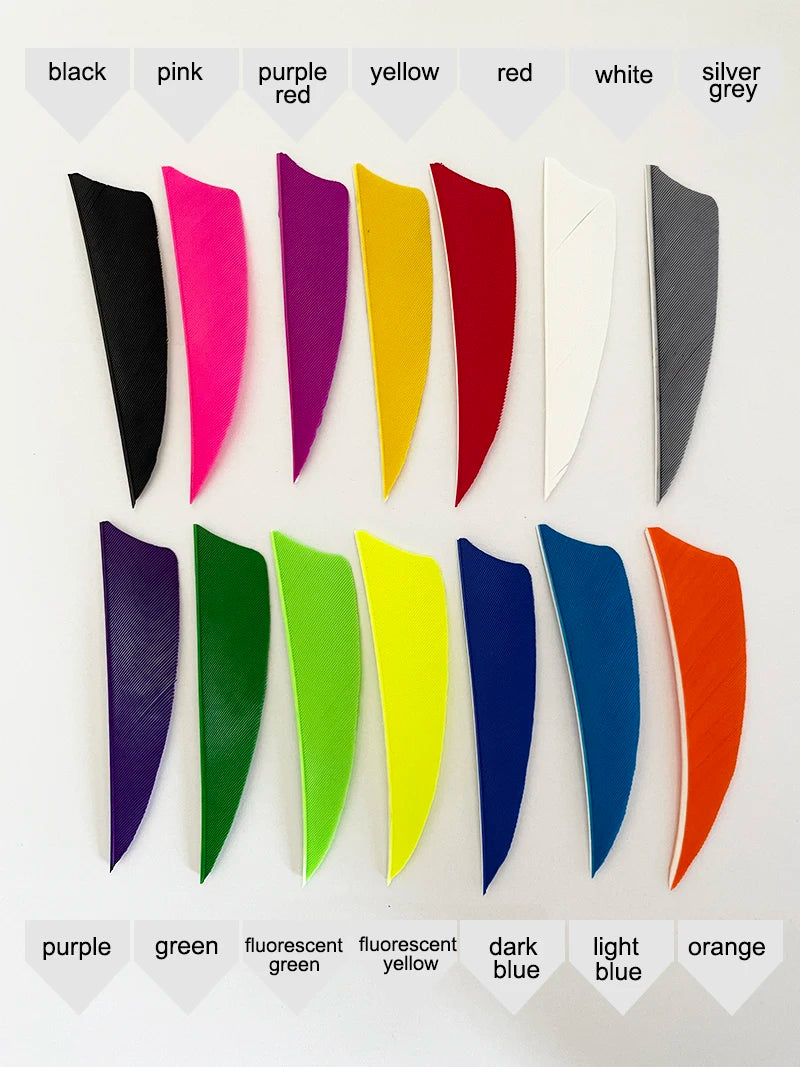 100pcs 3-Inch Shield Cut Turkey Feathers – RW Fletching for Archery & Hunting