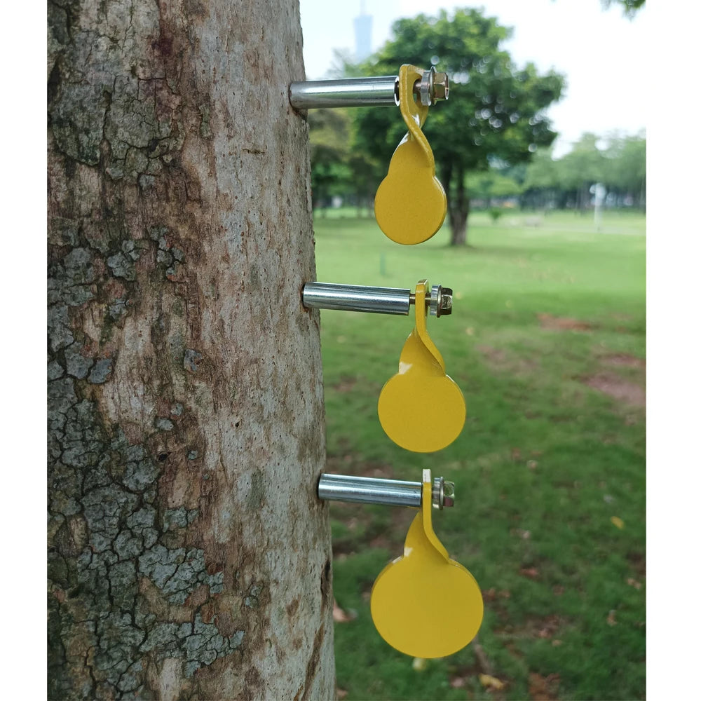 3-Piece Yellow Steel Target Plate Set – Varying Sizes with Mounting Sc