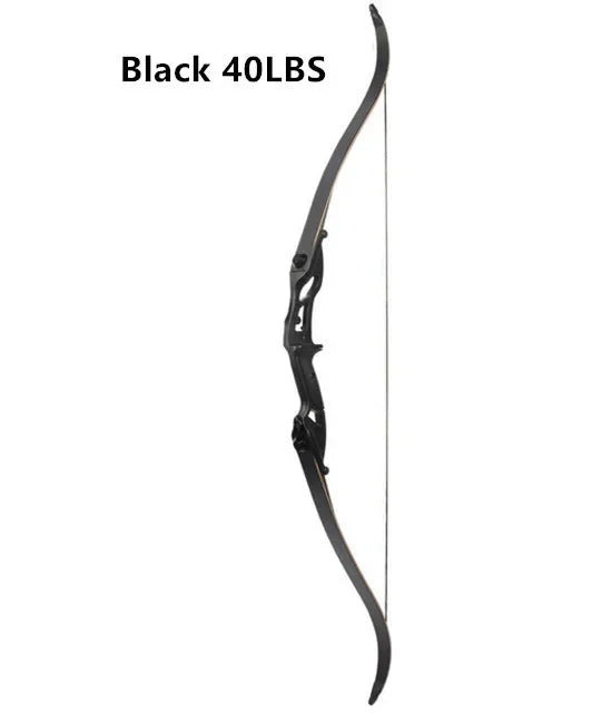 56" traditional-style recurve bow with metal riser – 30–50lbs draw weight