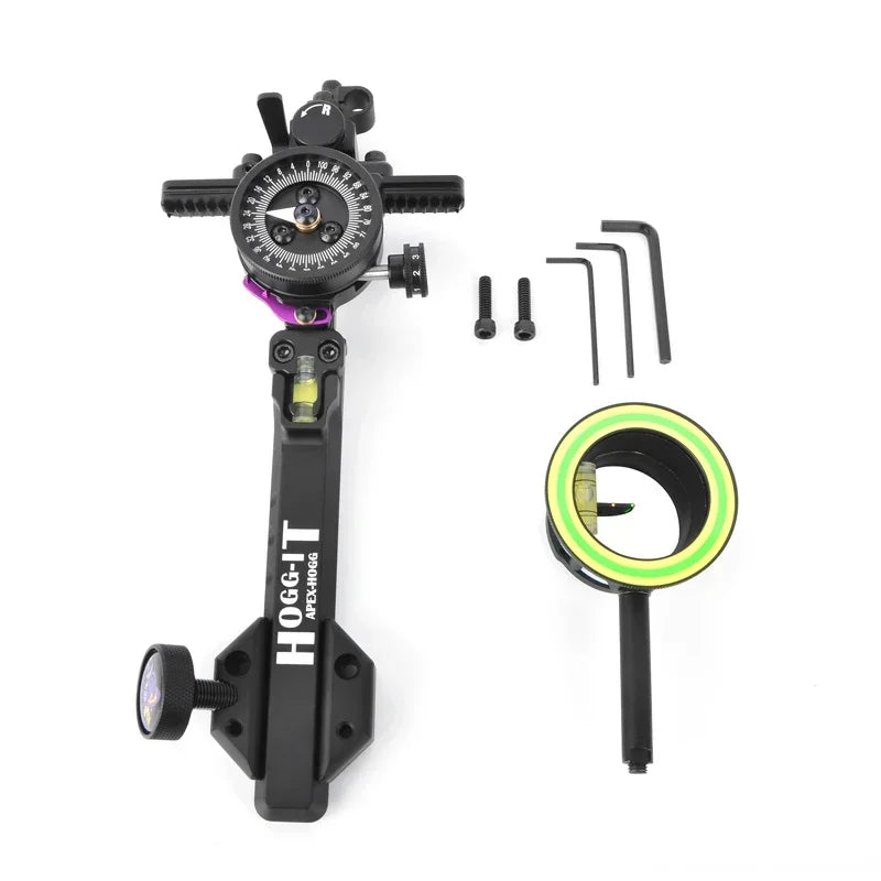 Compound Bow Sight Adjustable 1 Pin 2 Aim Point for Archery and Hunting