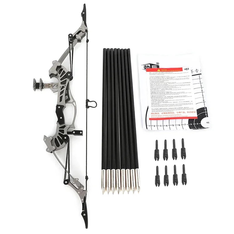 16lb Mini Compound Bow Set – Stainless Steel Archery Kit for Target Shooting
