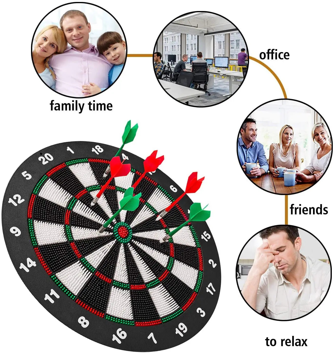 Rubber dart board – 18-inch entertainment and leisure dart game for kids and adults