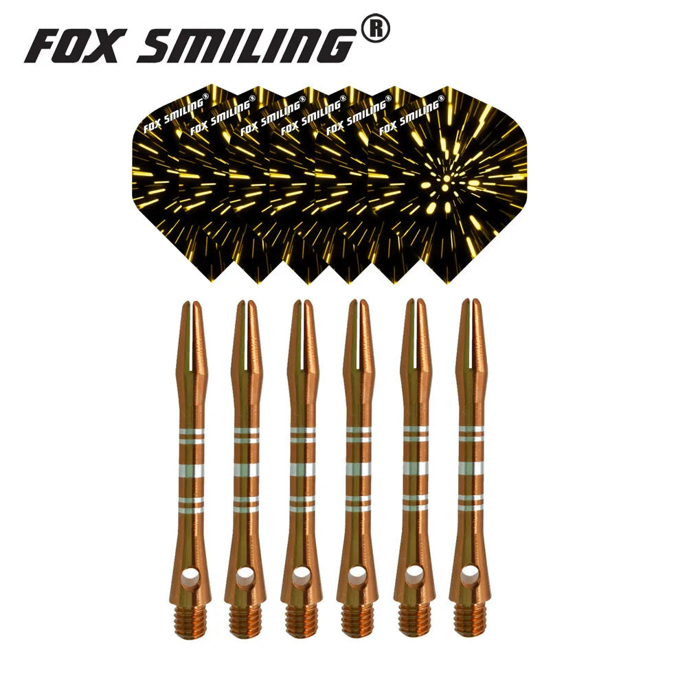 41mm Aluminium Dart Shafts & Patterned Flights, Pro Dart Accessories, Lightweight and Durable
