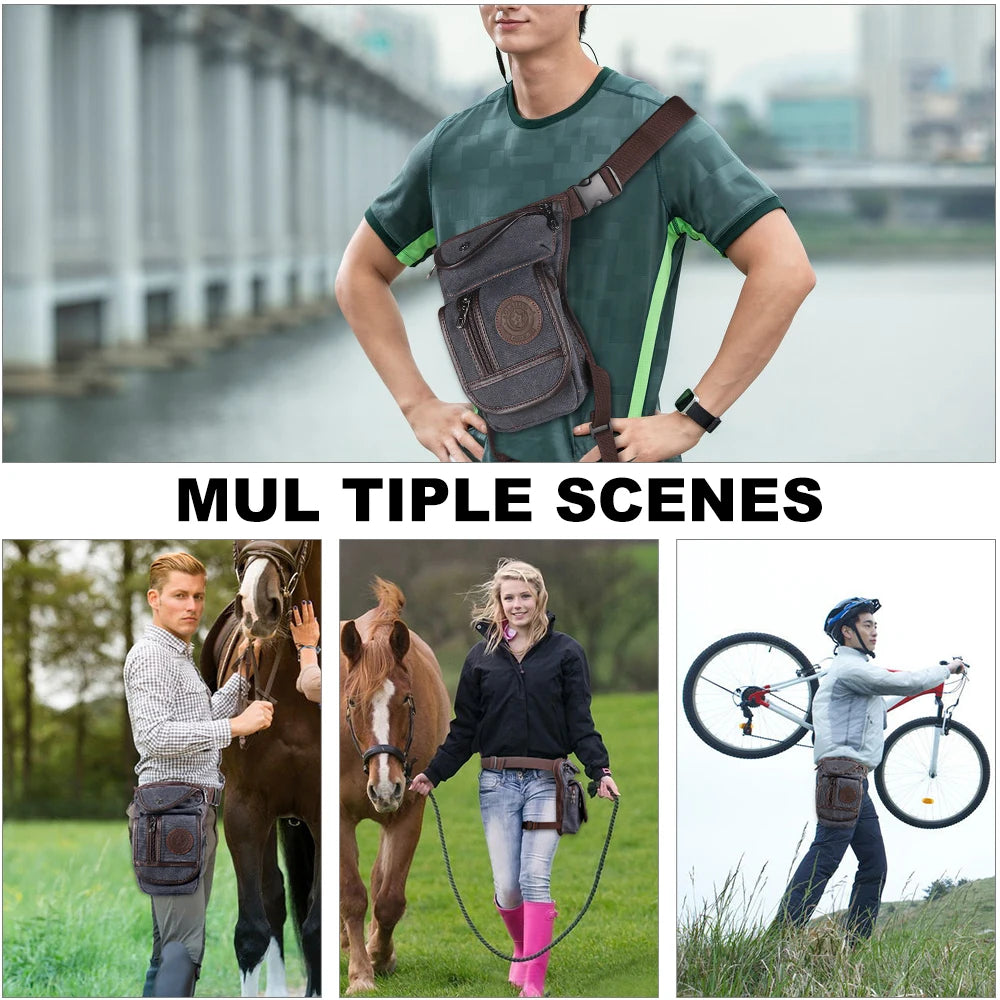 Portable Equestrian Drop Leg Bag – High-Quality Canvas & Nylon Riding Waist Pack with Large Capacity