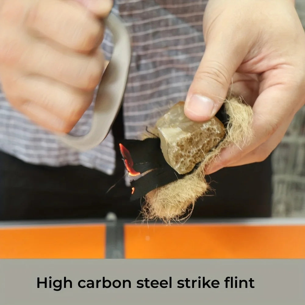 High Carbon Steel Fire Starter – Flint Striker Tool for Camping, Hiking & Outdoor Survival