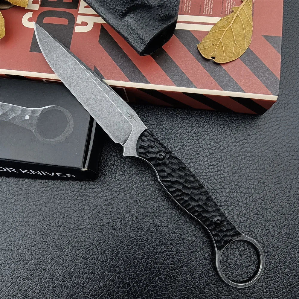 Fixed Blade Tactical Knife, 8Cr13Mov Steel G10 Handle with Kydex Sheath, Outdoor Hunting Survival