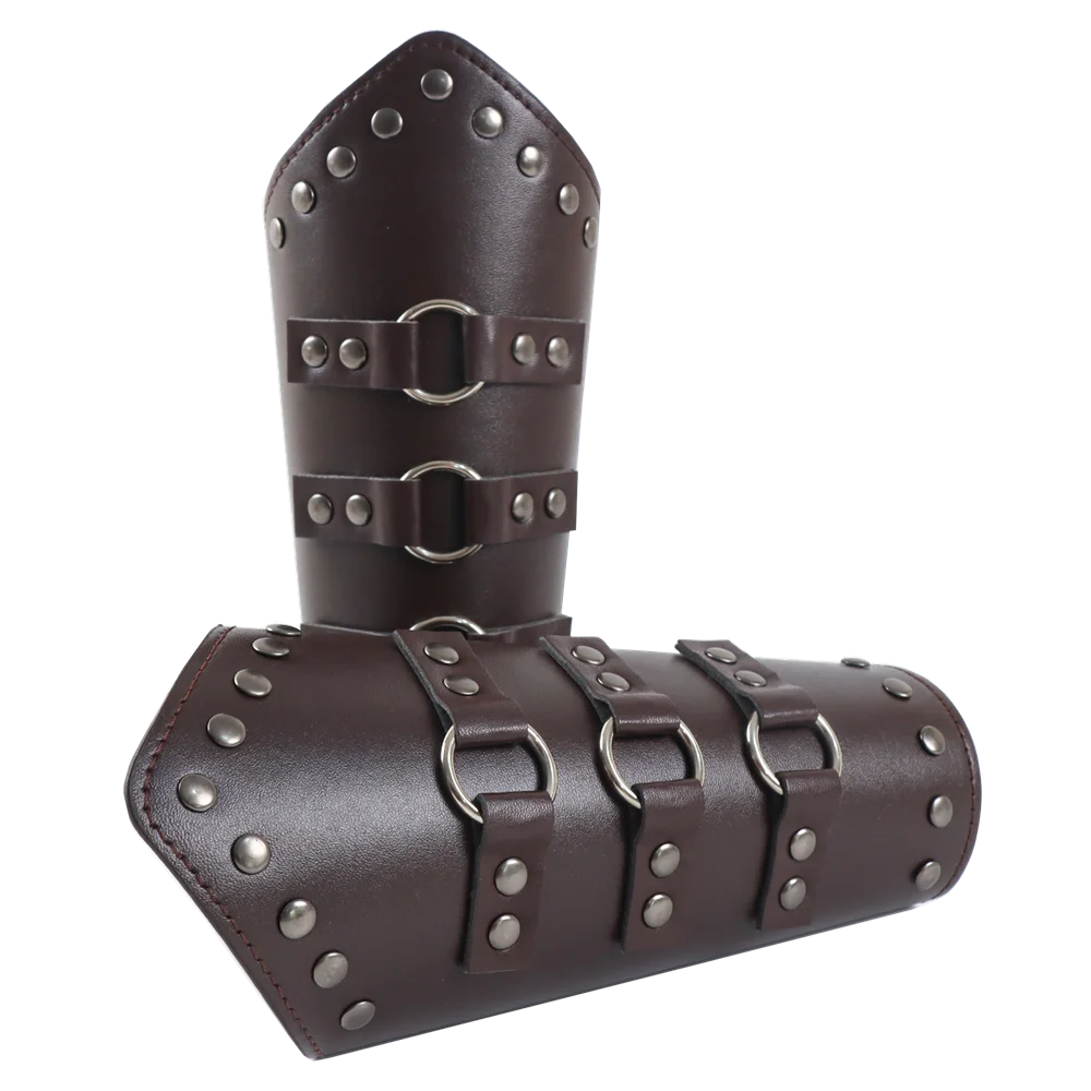 Medieval Knight Renaissance Accessories Set – PU Leather Belt, Cape & Gauntlet Bracers 5pcs