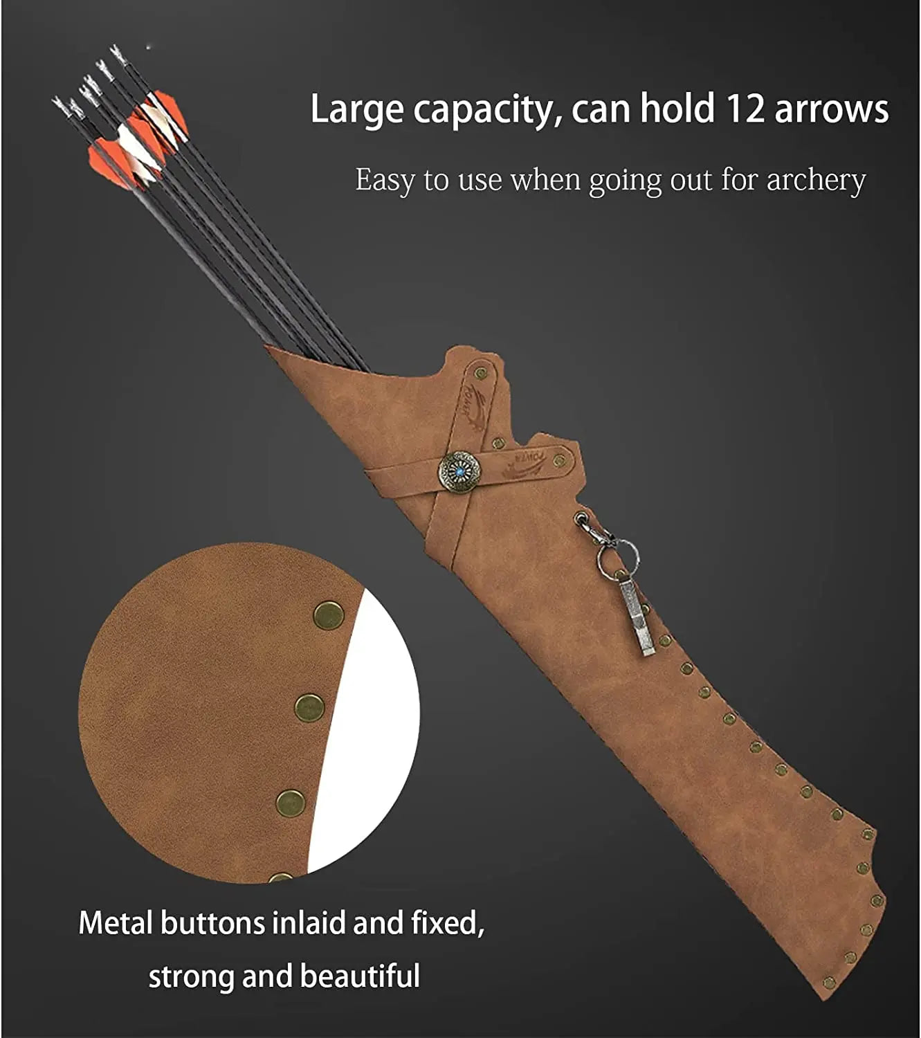 PSKOOK Hip Arrow Quiver – Compact PU Archery Bag for Hunting & Target Practice (Holds 12 Arrows)