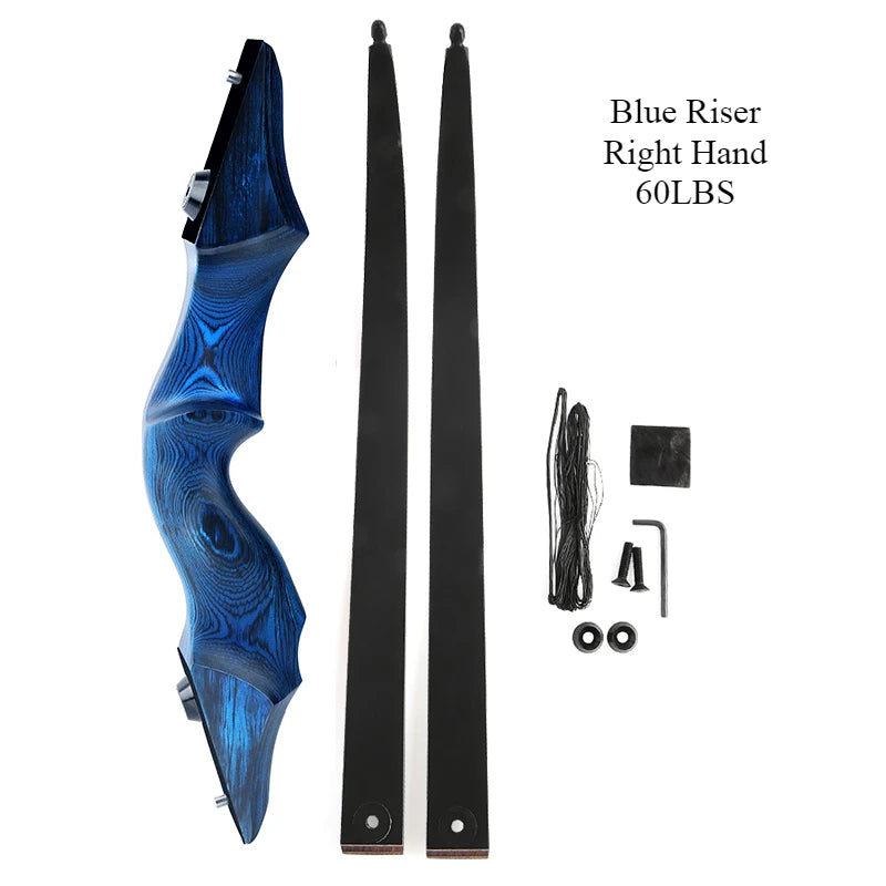 60" traditional recurve bow – wooden takedown bow for outdoor hunting and target use