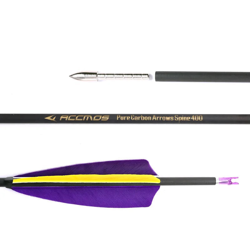 Pure Carbon Arrows – 6/12/18pcs ID4.2mm Spine 250-1500 with 4" Turkey Feathers