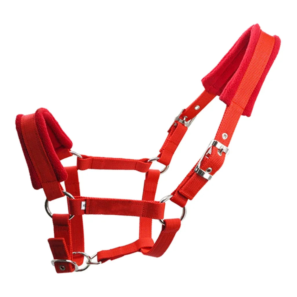 Soft Padded Nylon Horse Halter – Comfortable Adjustable Bridle Headstall for Stable & Riding Use