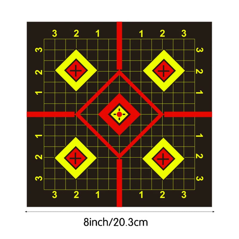 10pcs 8-Inch Reactive Shooting Target Stickers – High-Visibility Adhesive Paper for Training