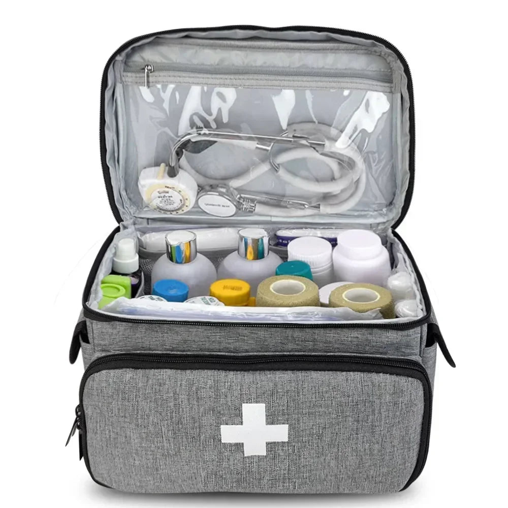 Travel First Aid Kit Bag – Home Medical Carry Bag, Multifunctional Storage Organizer, Medicine Box