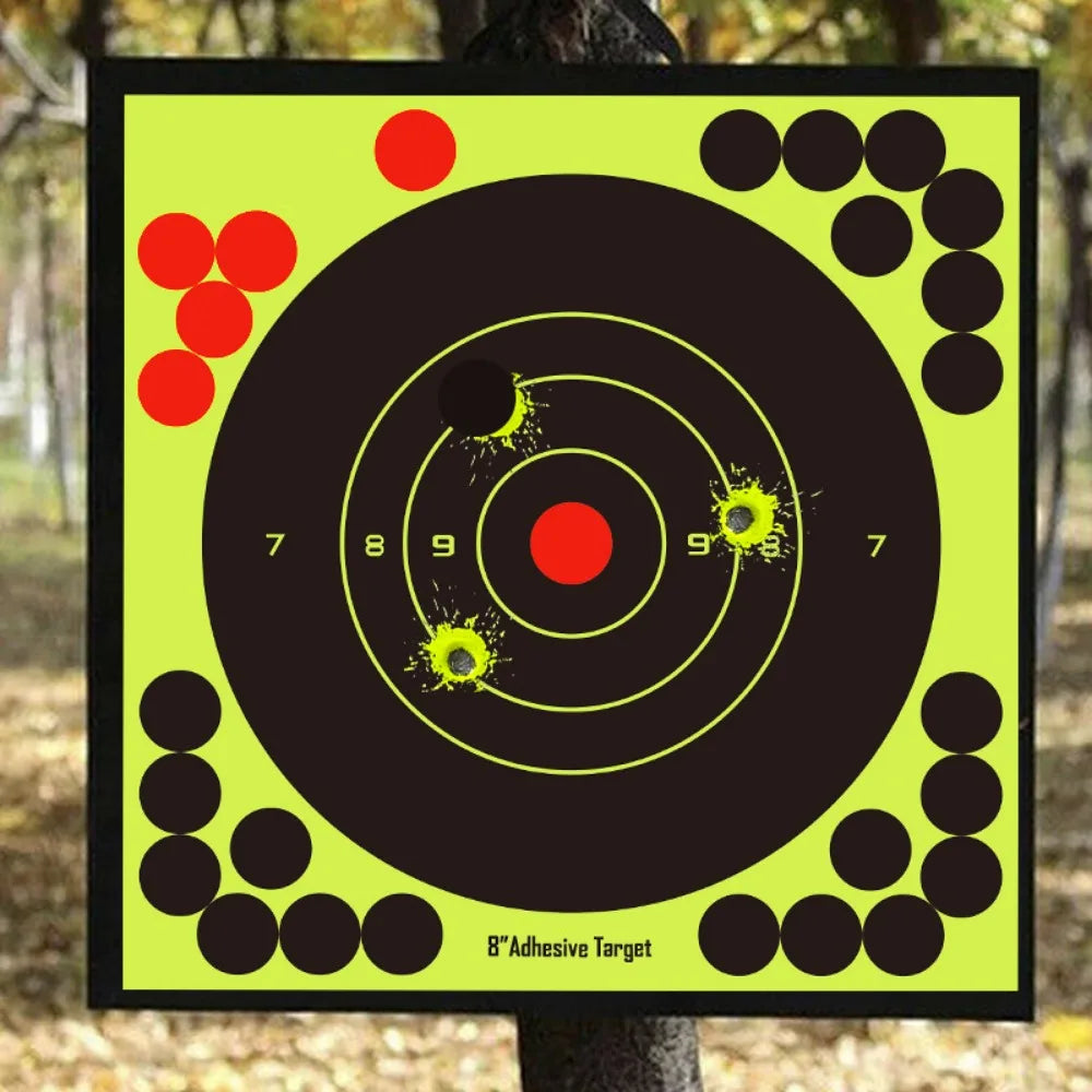 10pcs 8-Inch Reactive Shooting Target Stickers – High-Visibility Adhesive Paper for Training