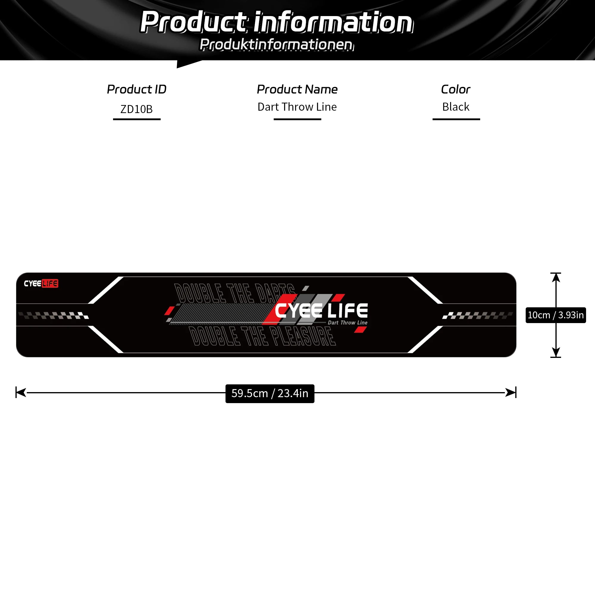 Dart Throw Line – 59.5x10cm, Black & Red Options, Essential Dart Accessory