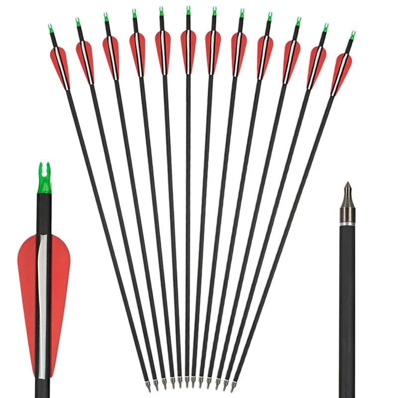 31.5" Mixed Carbon Arrows – Durable Archery Arrows for Hunting & Outdoor Shooting