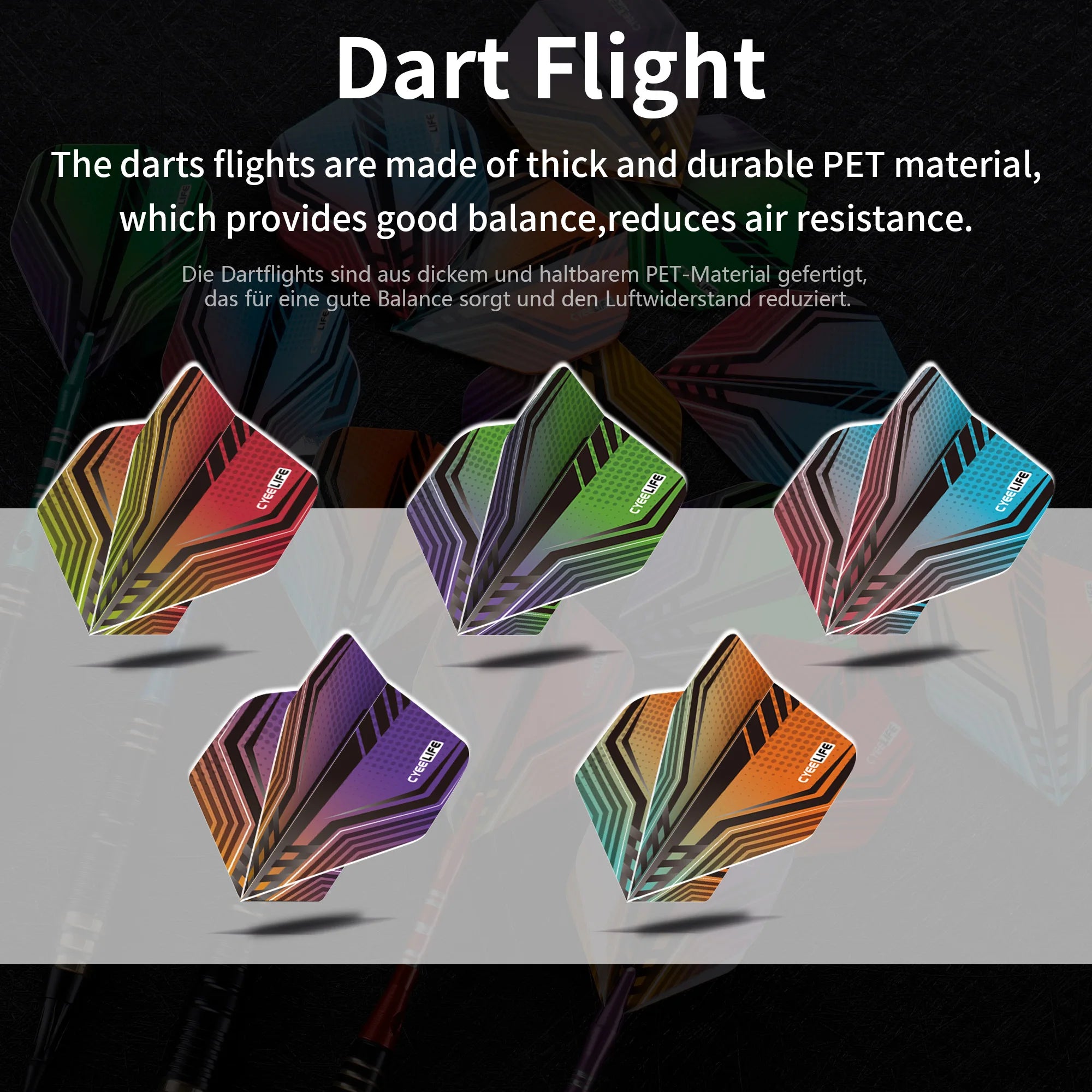 15PCS Standard Dart Flights – Feather Tail Design for Outdoor Games