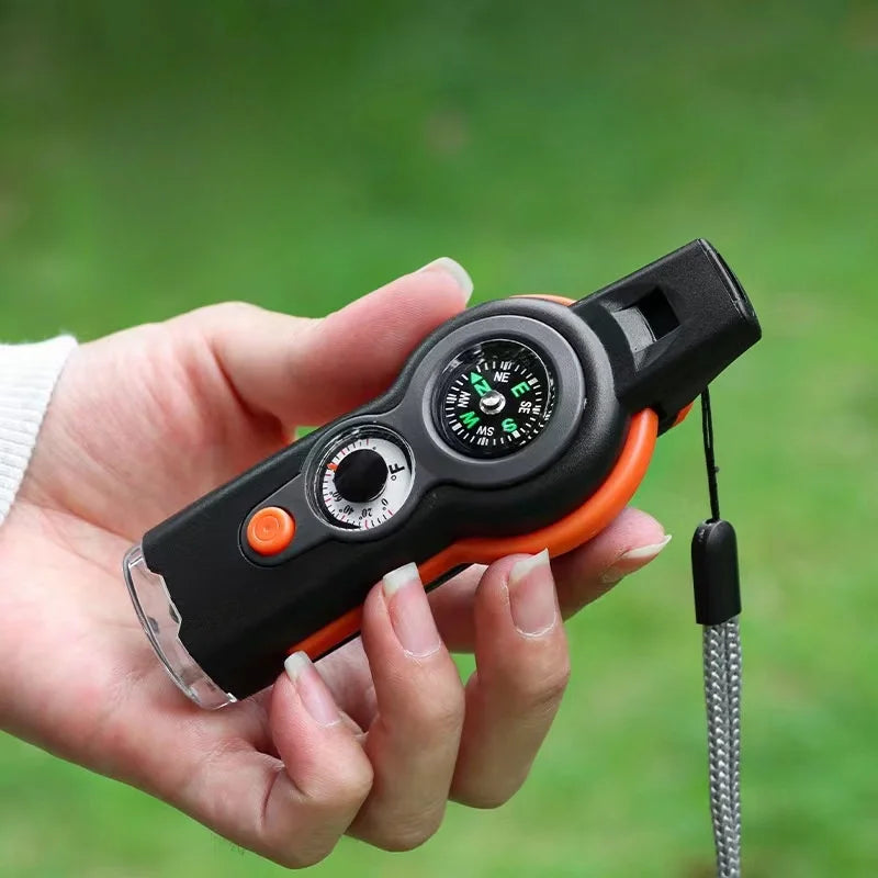 7-in-1 Survival Whistle for Camping, Hiking and Outdoor Safety