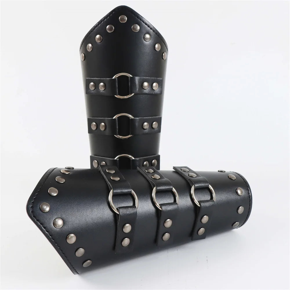 Medieval Knight Renaissance Accessories Set – PU Leather Belt, Cape & Gauntlet Bracers 5pcs