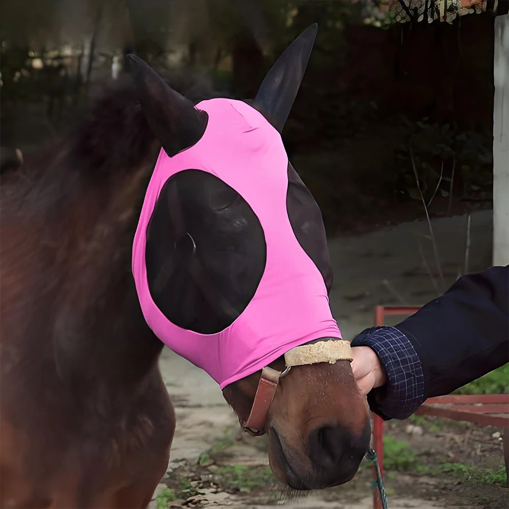 Anti-Fly Lycra Horse Mask – Breathable Knitted Mesh Fly Mask for Insect & UV Protection