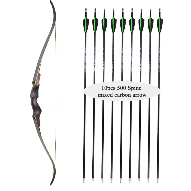 60" takedown recurve bow set – 20–60lbs high-density wood handle for hunting and training