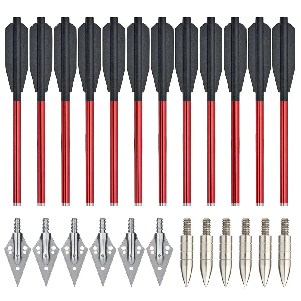 Hunting Aluminum Bolt Arrows – 6.5-inch Crossbow Bolts for 50/80lb Bows