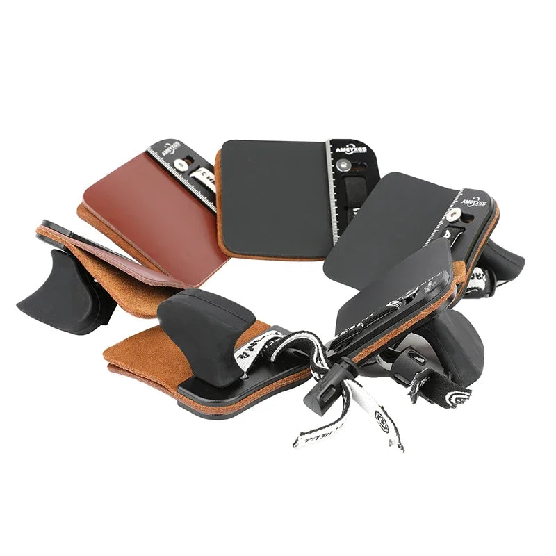 Adjustable Archery Finger Tab Cowhide & Alloy Plate S/M/L