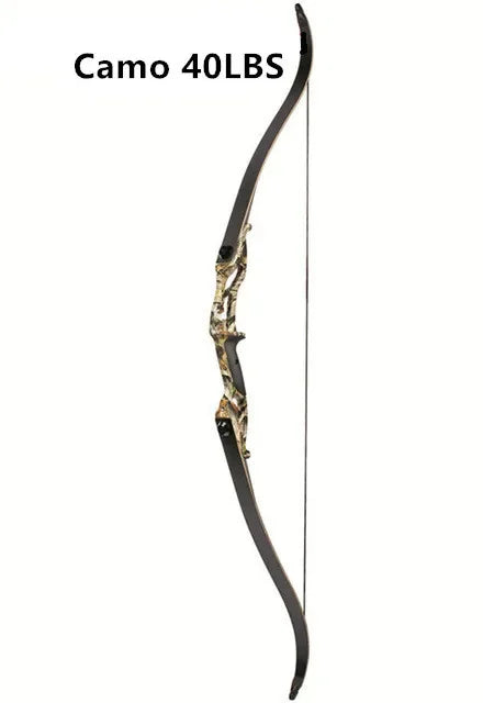 56" traditional-style recurve bow with metal riser – 30–50lbs draw weight