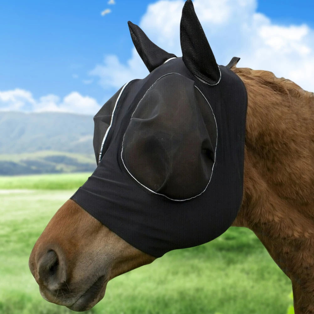 Anti-Fly Lycra Horse Mask – Breathable Knitted Mesh Fly Mask for Insect & UV Protection