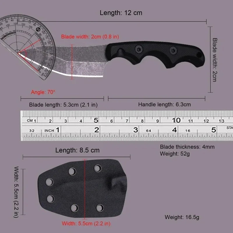 Pocket EDC Mini Straight Knife – 440C Steel for Camping & Hiking