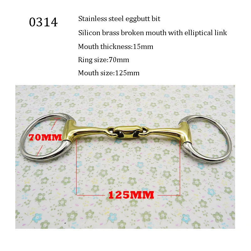 Stainless Steel Eggbutt Snaffle Bit, Jointed Mouth Horse Chew Training Equipment, Equestrian