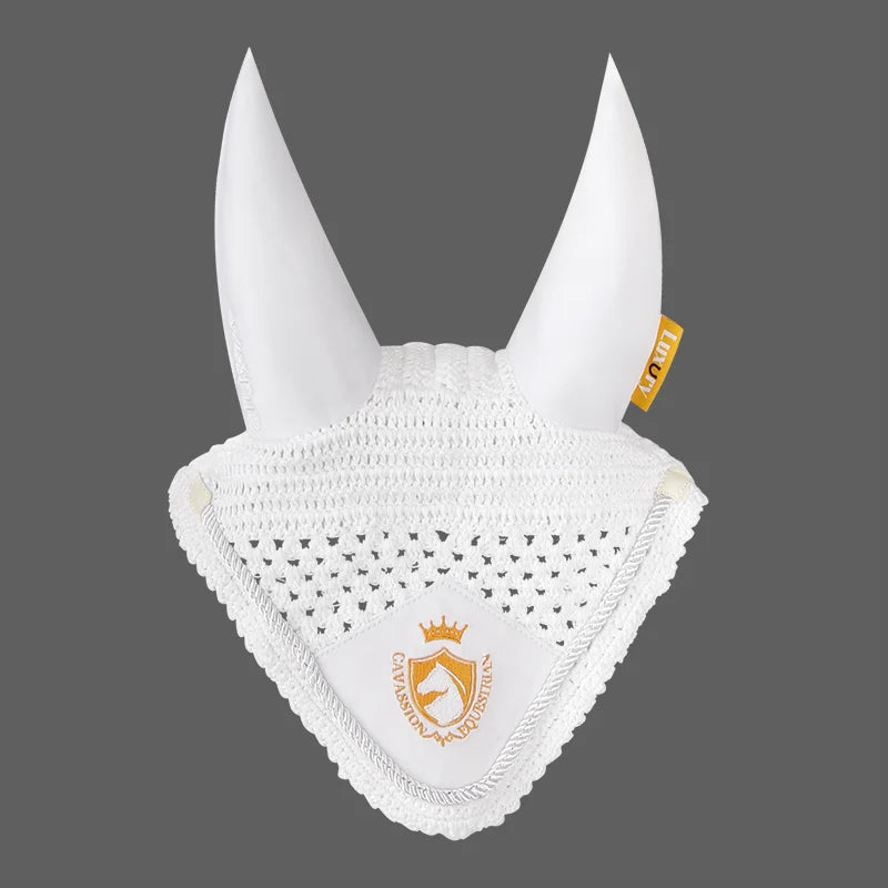 Horse Ear Cover – Embroidered Fly & Wind Protection Mask for Equestrian Use