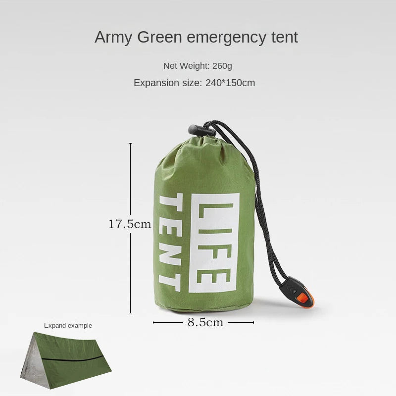 Emergency Shelter Tent and Sleeping Bag Kit for Survival and Outdoor Use