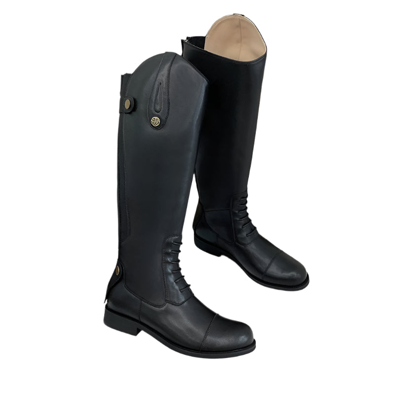 Equestrian Leather Boots – Knee-High Riding Boots for Women with Non-Slip Sole & Retro Design