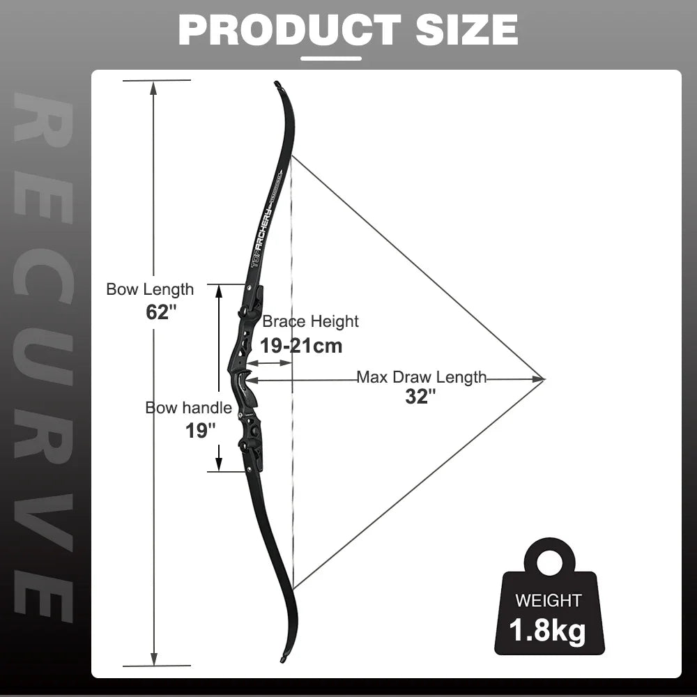 62" Takedown Recurve Bow – 25–60lbs for Target and Hunting Use