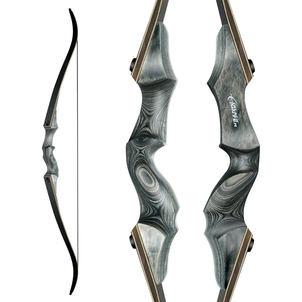 60" takedown recurve bow – traditional wood design for hunting and target shooting (25–60lbs)