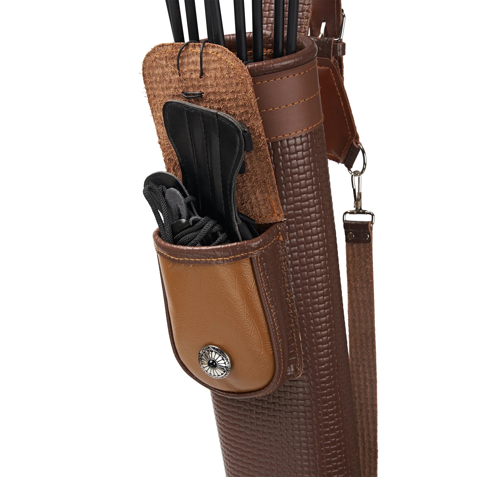 Back Arrow Pouch Leather Quiver for Horseback and Outdoor Archery